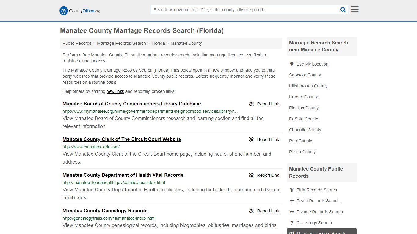 Manatee County Marriage Records Search (Florida) - County Office