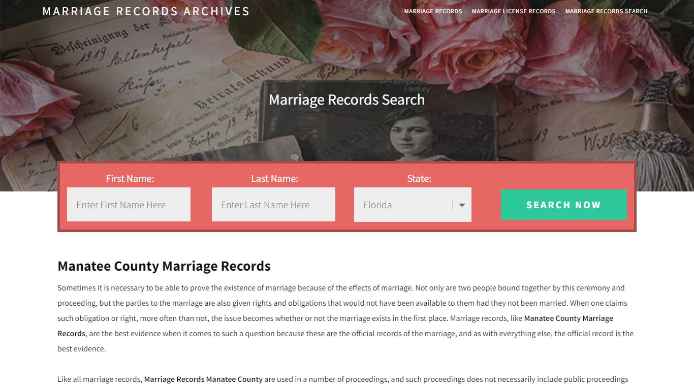 Manatee County Marriage Records | Enter Name and Search